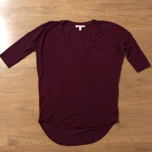Maroon v-neck with quarter sleeves!